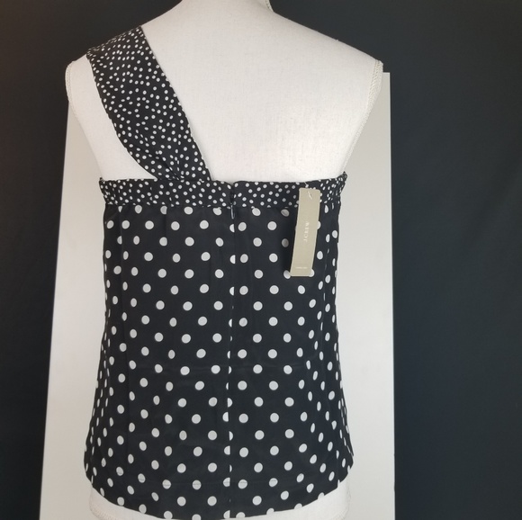 J.Crew Silk One Shoulder Bow Polka Dot Top NWT - Picture 4 of 8